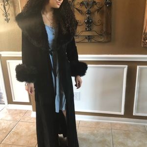 Vintage & Rare! Express Leather fur Black coat.